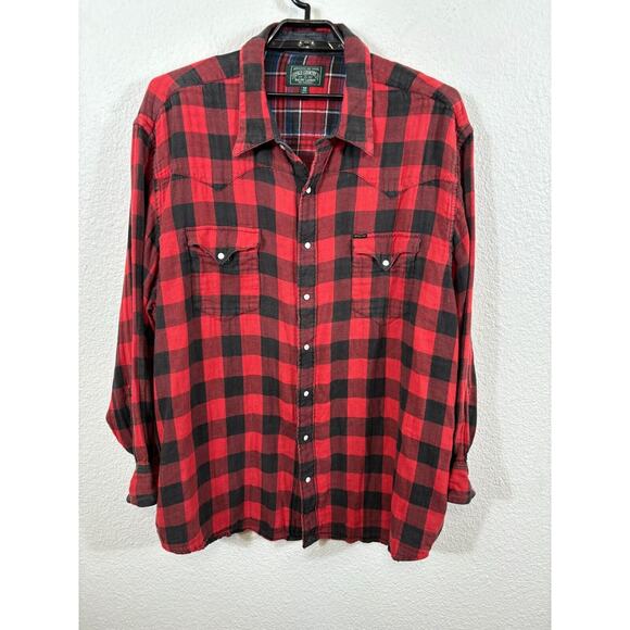 Vintage RL Polo Country Shirt Shaket Mens 4XB Flannel Plaid Pearl Snaps Red - Picture 1 of 11